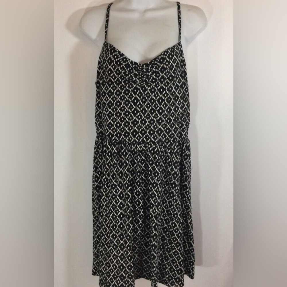 Ann Taylor LOFT Black & White Spaghetti Strap Sundress Sz M Easter Spring